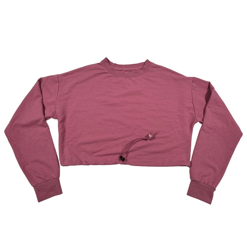 Reflex Womens Pink Cropped Drawstring Hem Sweatshirt Size M T208